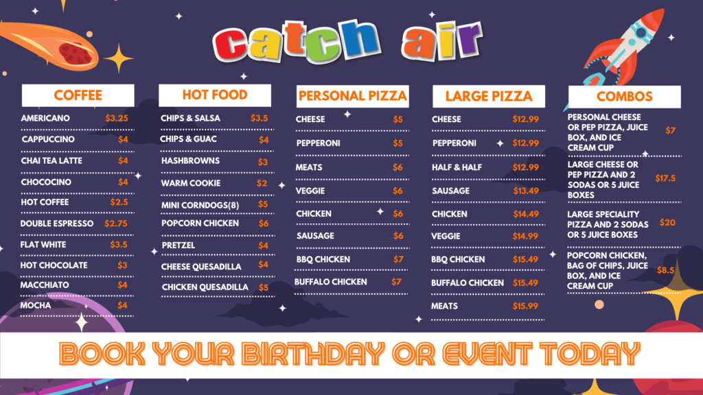 Catch Air Tucker food menu