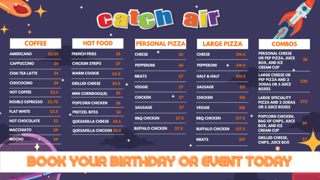Catch Air Nanuet food menu
