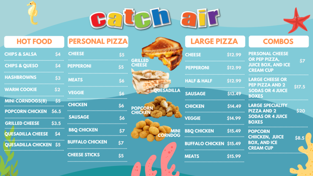 Catch Air Johns Creek food menu