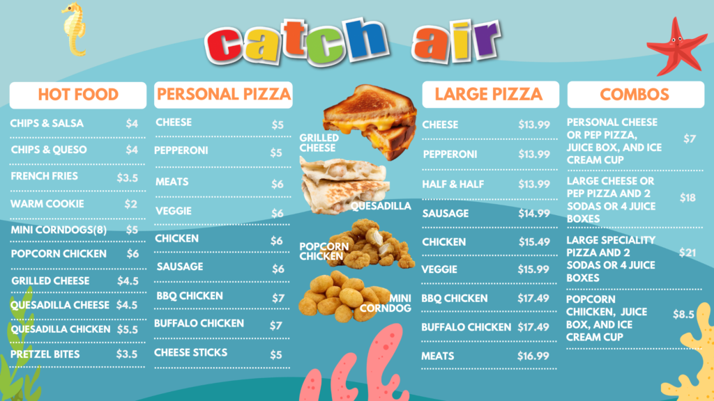 Catch Air Massapequa food menu